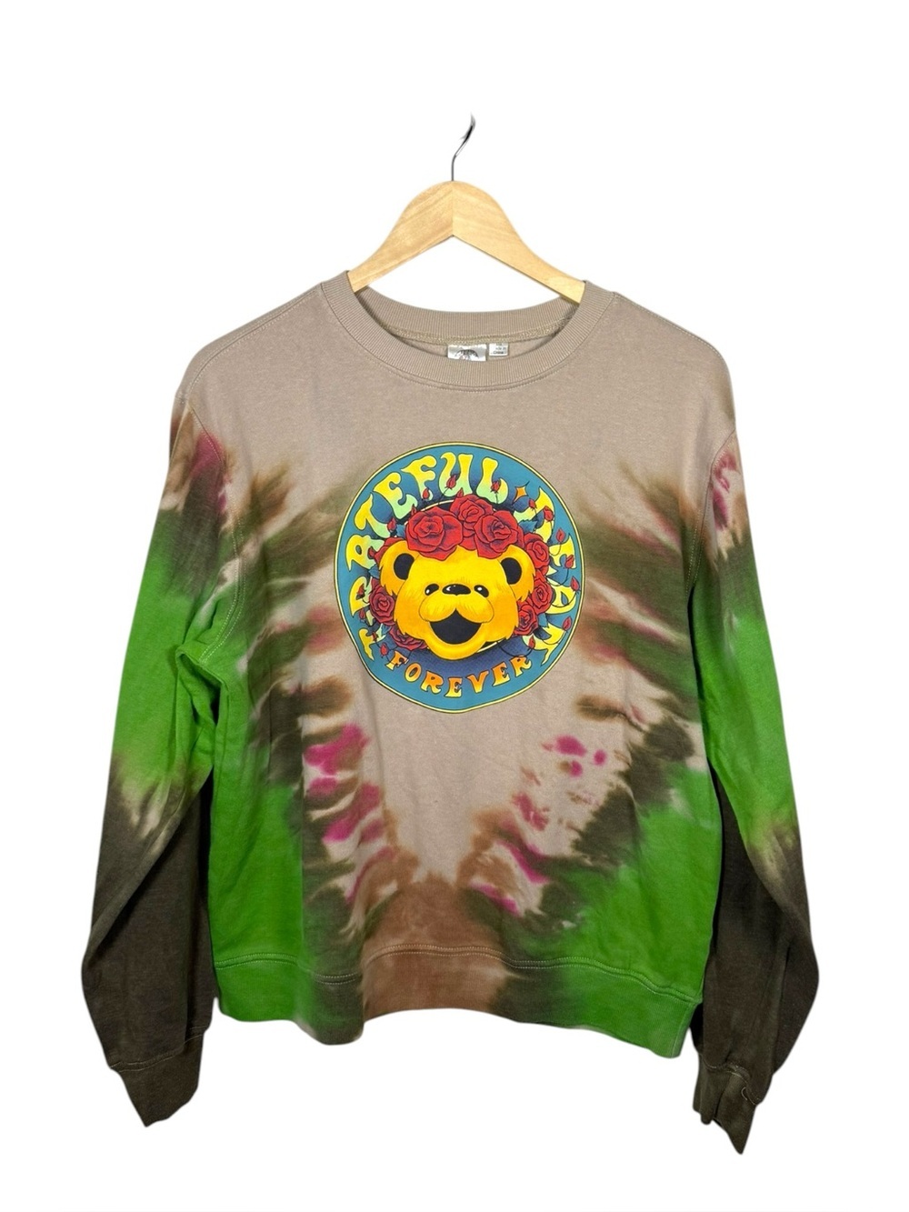 Grateful Dead Forever Tie Dye Crewneck Sweatshirt Graphic Pullover Size L